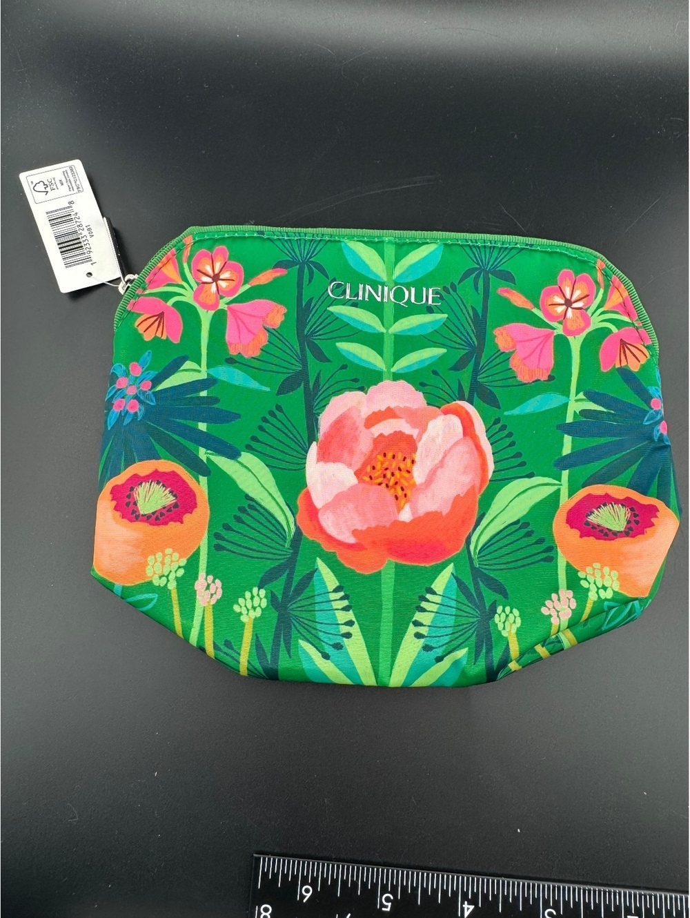 Clinique Floral Green Cosmetic Makeup Bag Pouch
